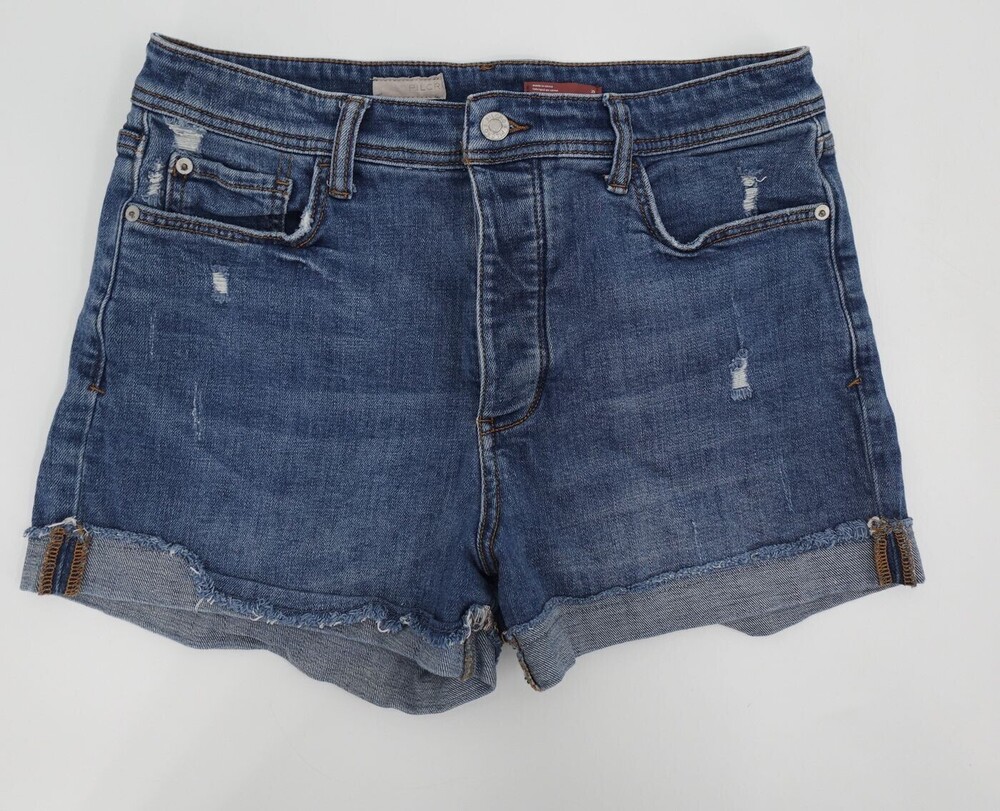 Pilcro Shorts Womens 29 Blue High Rise Distressed Denim Cut-Off Stretch